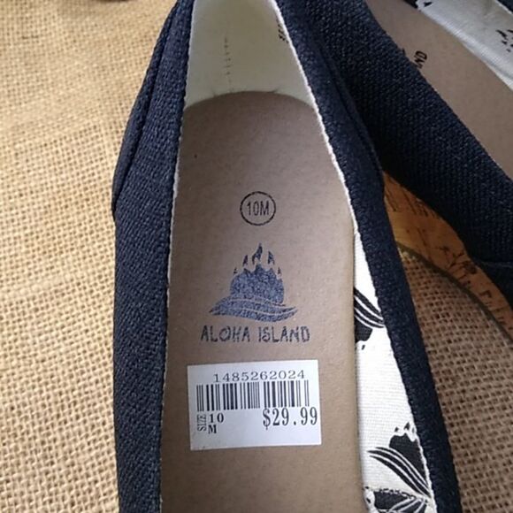 Aloha Island 10m Cork Heels, Black Material - Picture 2 of 7